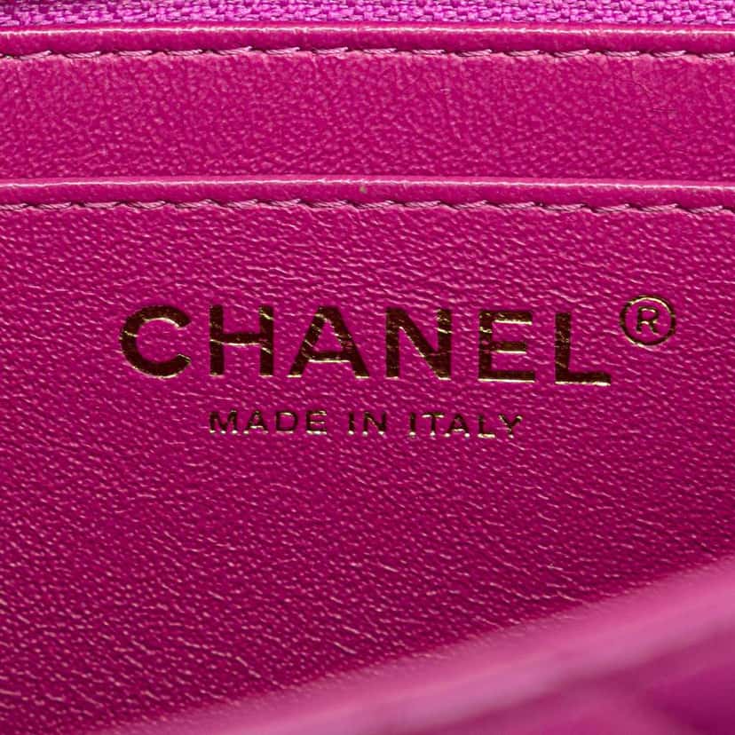 Chanel Mini Square Classic Lambskin Single Flap Purple Leather Good condition - Box View