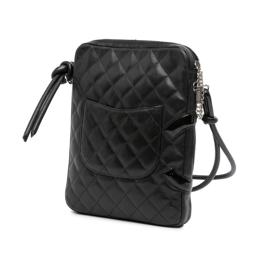 Chanel Lambskin Cambon Ligne Crossbody Black Leather Good condition - Back View