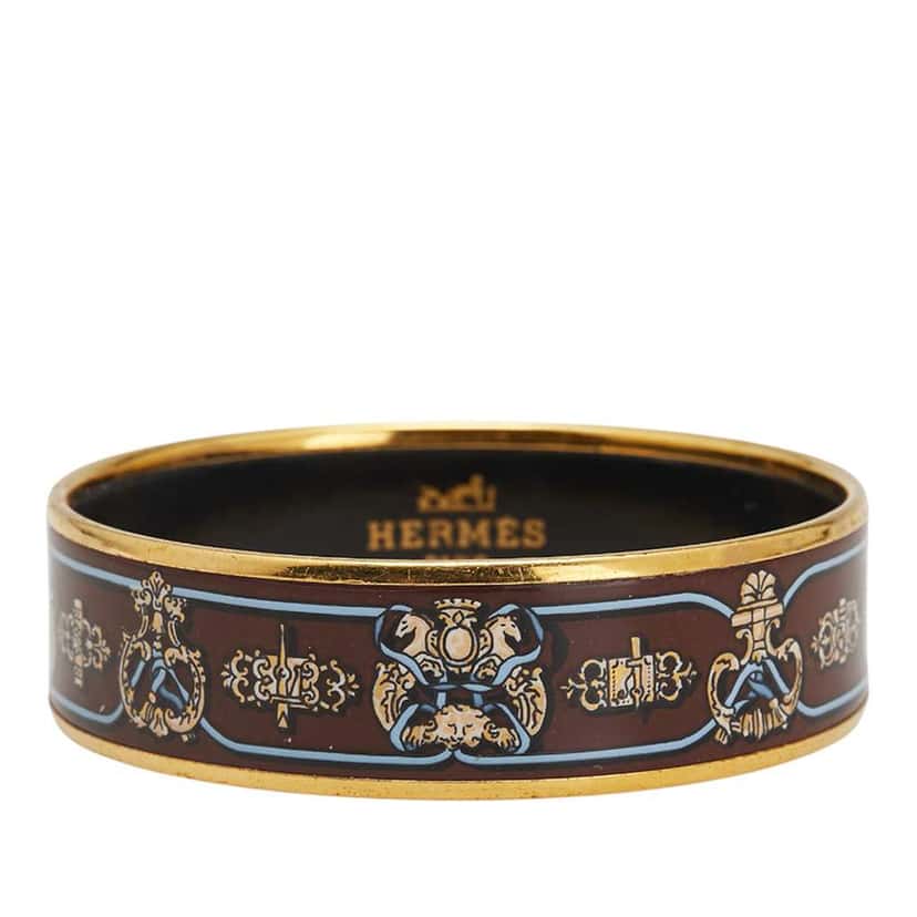 Hermès Wide Horse Enamel Bangle 65 Brown Good condition - Front View