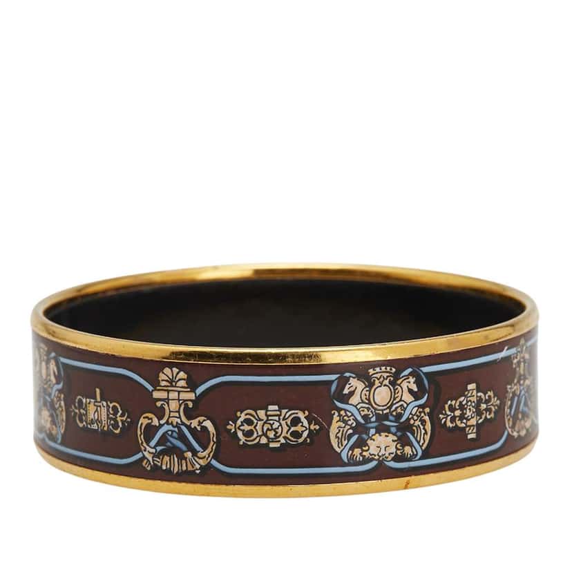 Hermès Wide Horse Enamel Bangle 65 Brown Good condition - Back View