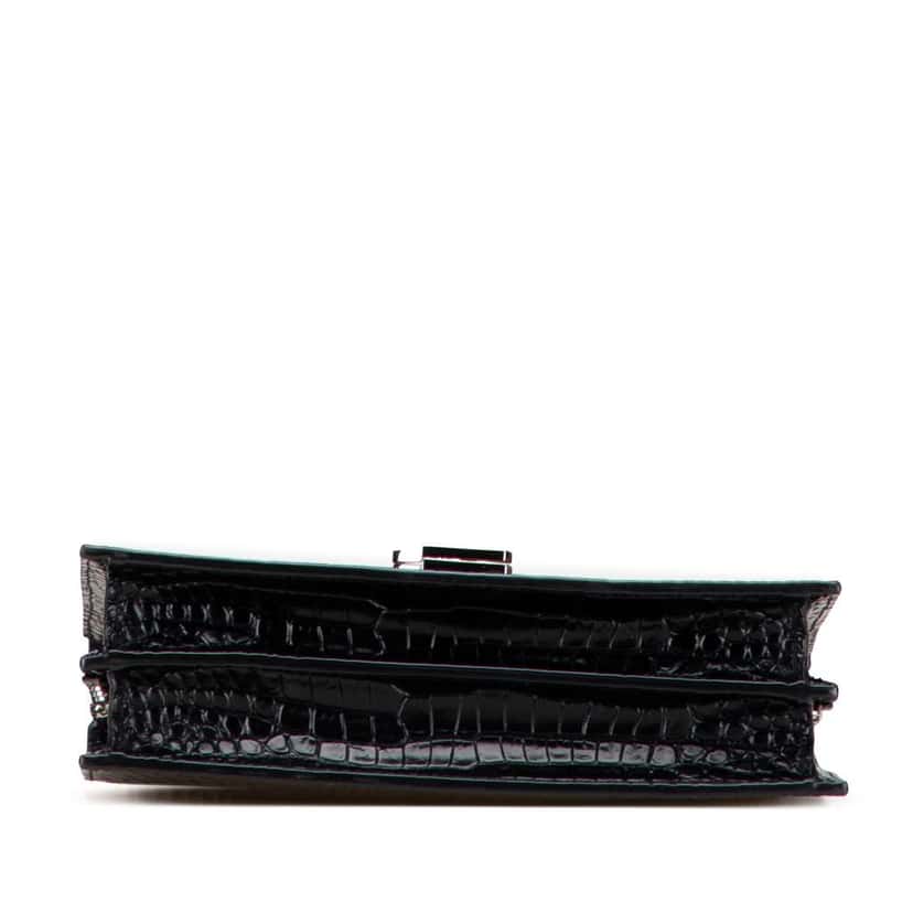 Saint Laurent Croc Embossed Leather Monogram Cassandra Clasp Bag Black Leather Good condition - Inside View