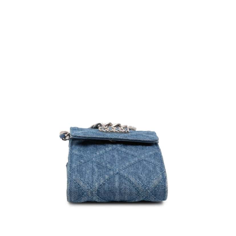 Chanel Denim 19 Phone Holder with Chain Blue Denim Good condition - Inside View