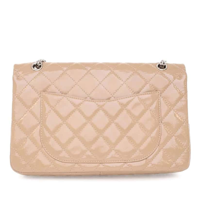 Chanel Reissue 2.55 Quilted Patent Double Flap 227 Brown Leather Good condition - Back View