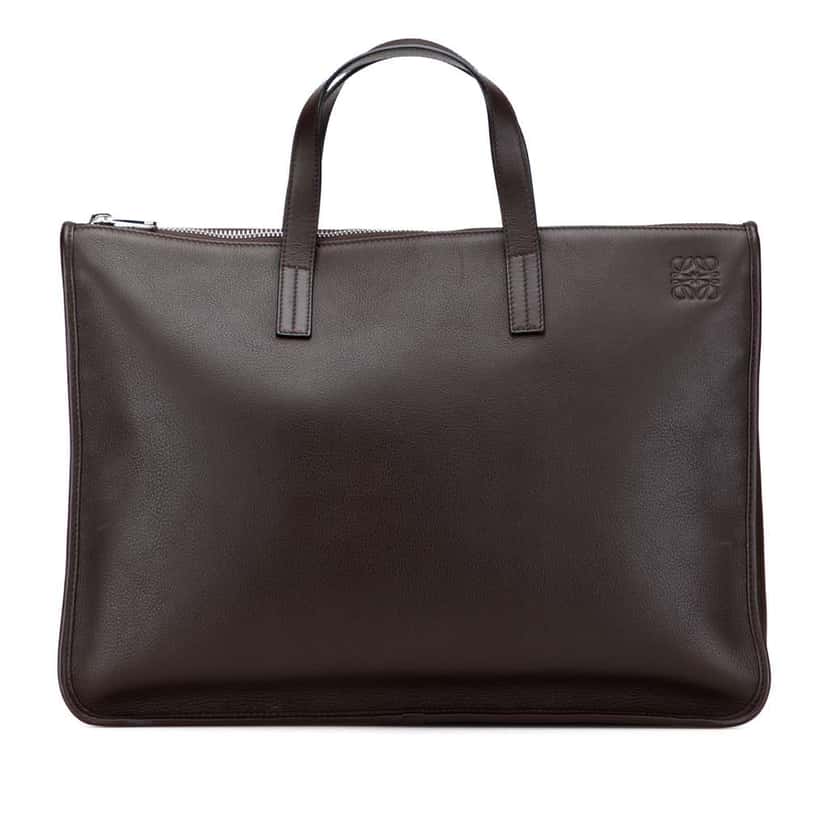 Loewe Leather Anagram Toledo Briefcase Brown Leather Good condition - Front View