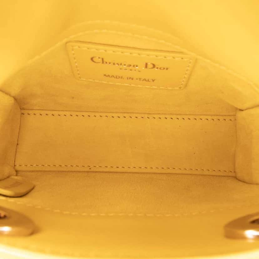 Dior Micro Lambskin Cannage Lady Dior Yellow Leather Very good condition - Model View