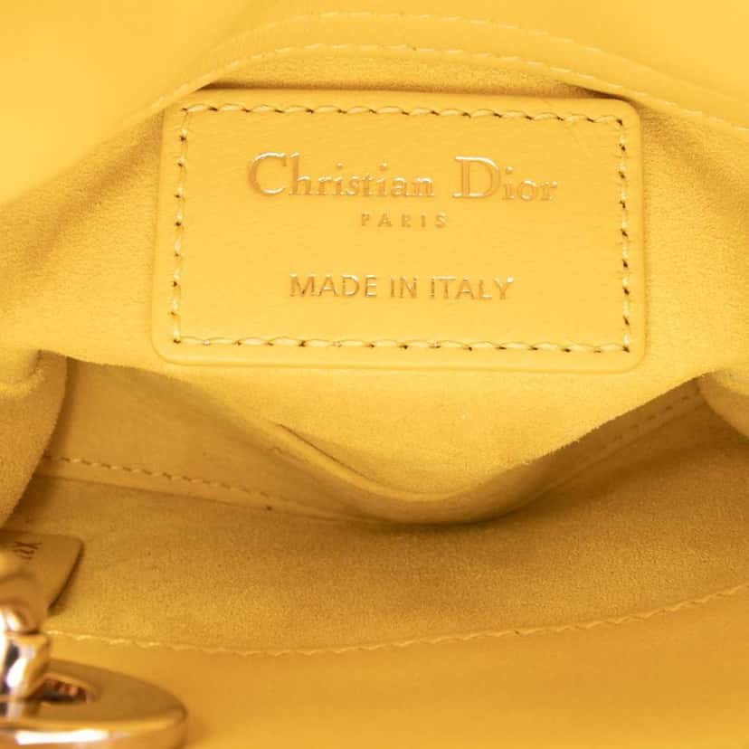 Dior Micro Lambskin Cannage Lady Dior Yellow Leather Very good condition - Box View