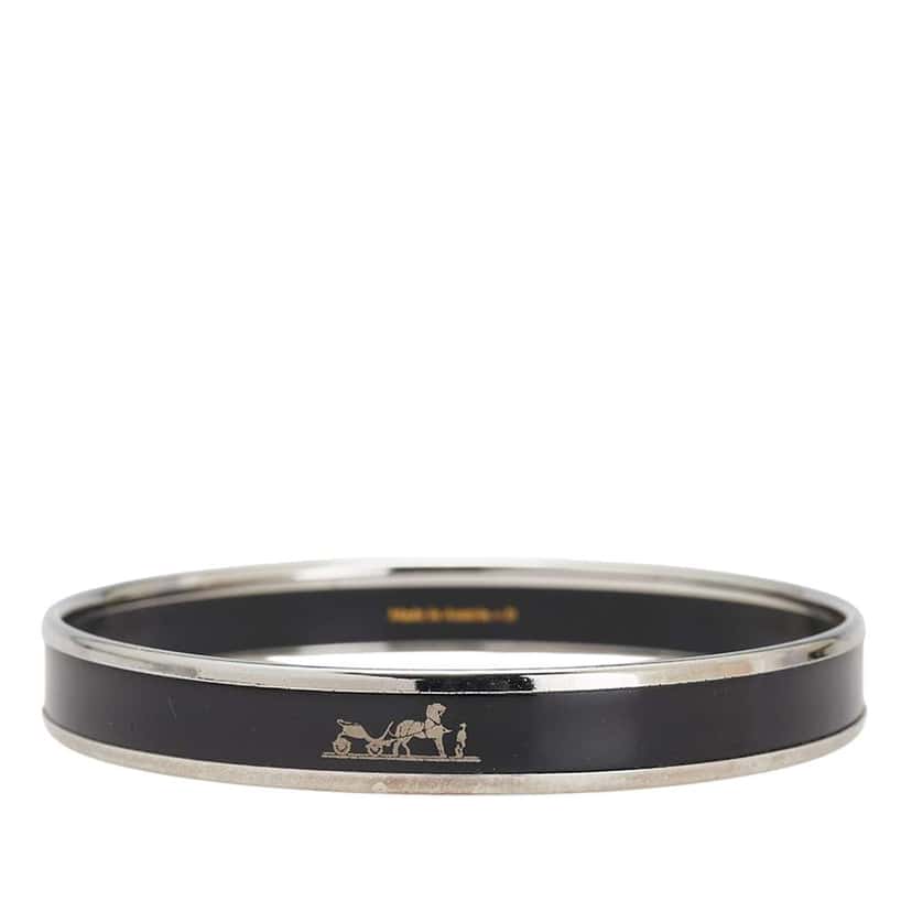 Hermès Narrow Caleche Enamel Bangle 62 Black Good condition - Inside View
