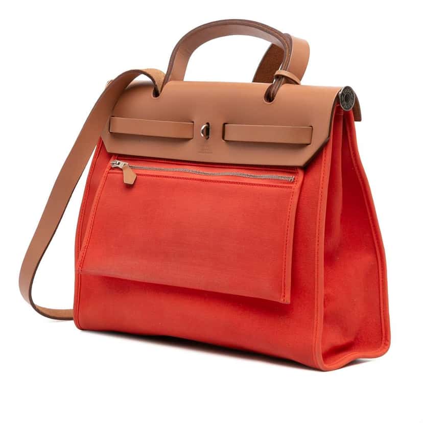 Hermès Toile Herbag Zip 31 Orange Canvas Good condition - Back View