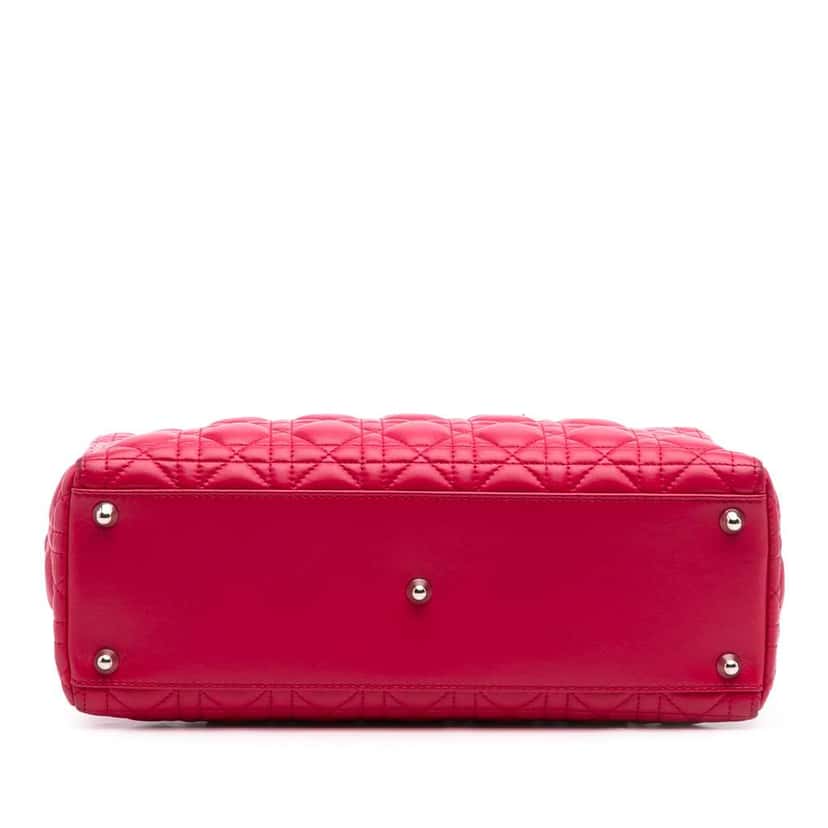 Dior Large Lambskin Cannage Lady Dior Pink Leather Good condition - Inside View
