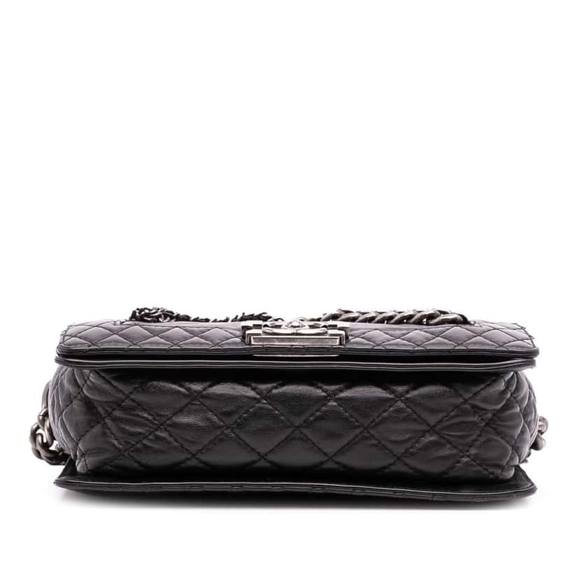 Chanel Medium Calfskin Enchained Boy Flap Black Leather Good condition - Inside View