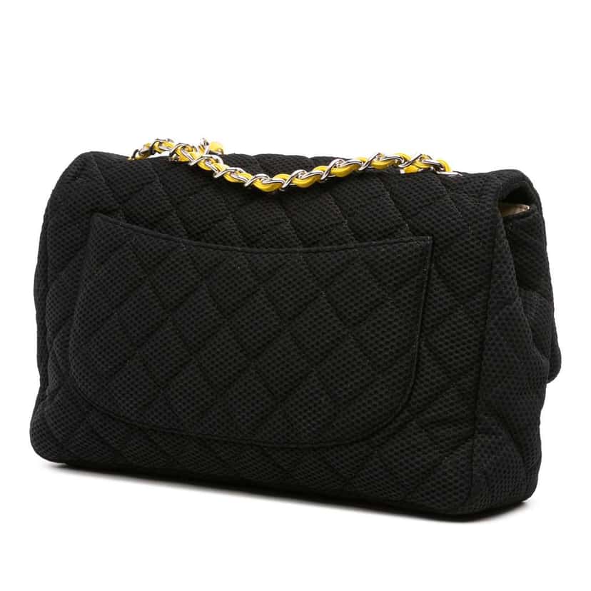Chanel Jumbo Classic Jersey Single Flap Black Cotton Good condition - Back View