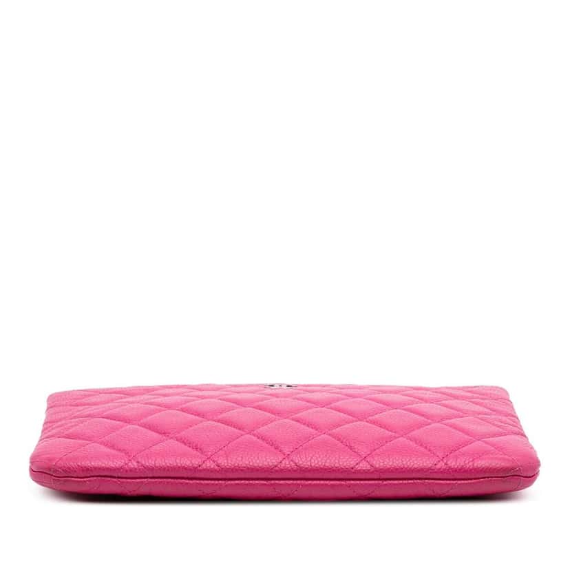 Chanel Small Quilted Caviar O Case Clutch Pink Leather Good condition - Inside View