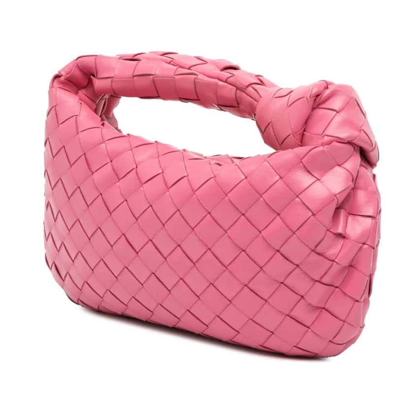 Bottega Veneta Mini Nappa Intrecciato Jodie Pink Leather Good condition - Back View