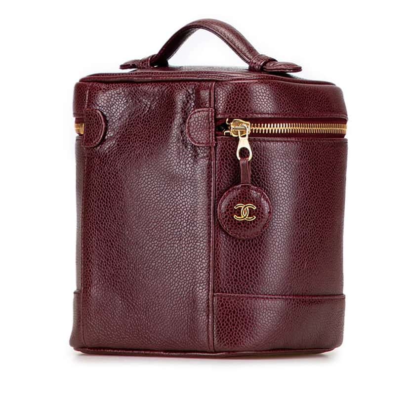Chanel CC Caviar Vanity Bag Red Leather Good condition - Back View