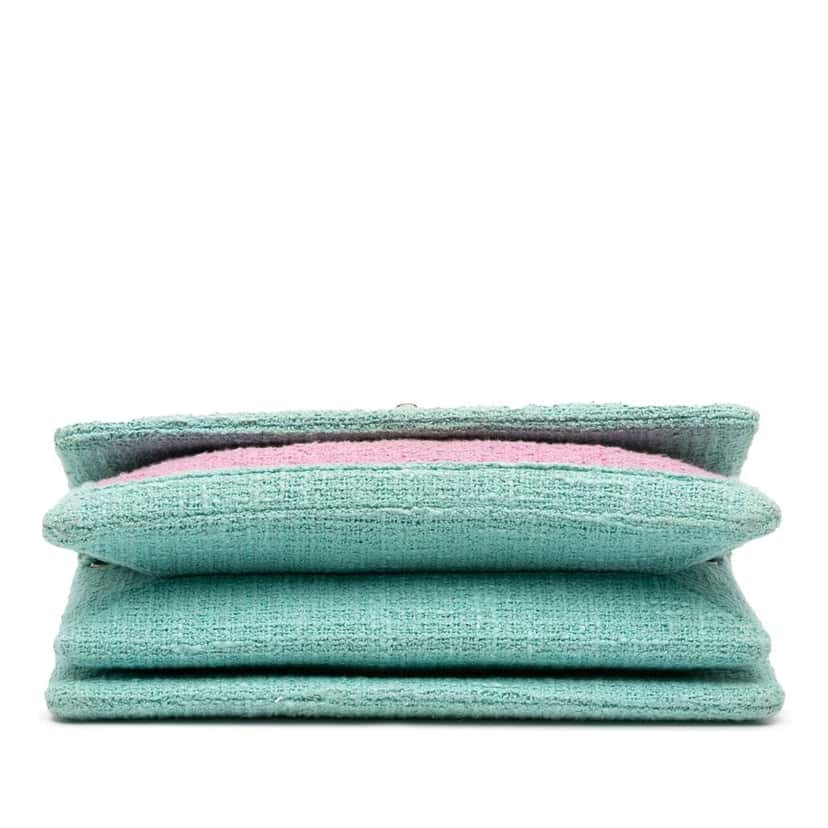 Chanel CC Quilted Bicolor Tweed Flap Pink Tweed Good condition - Inside View