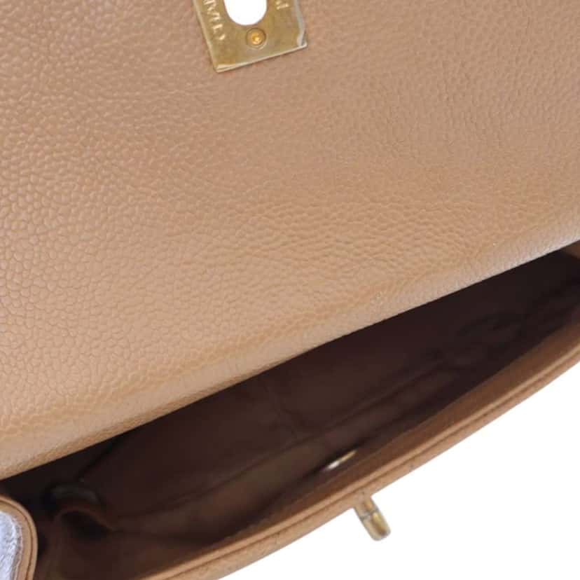 Chanel Small Stitched Caviar CC Lock Top Handle Flap Brown Leather Good condition - Box View