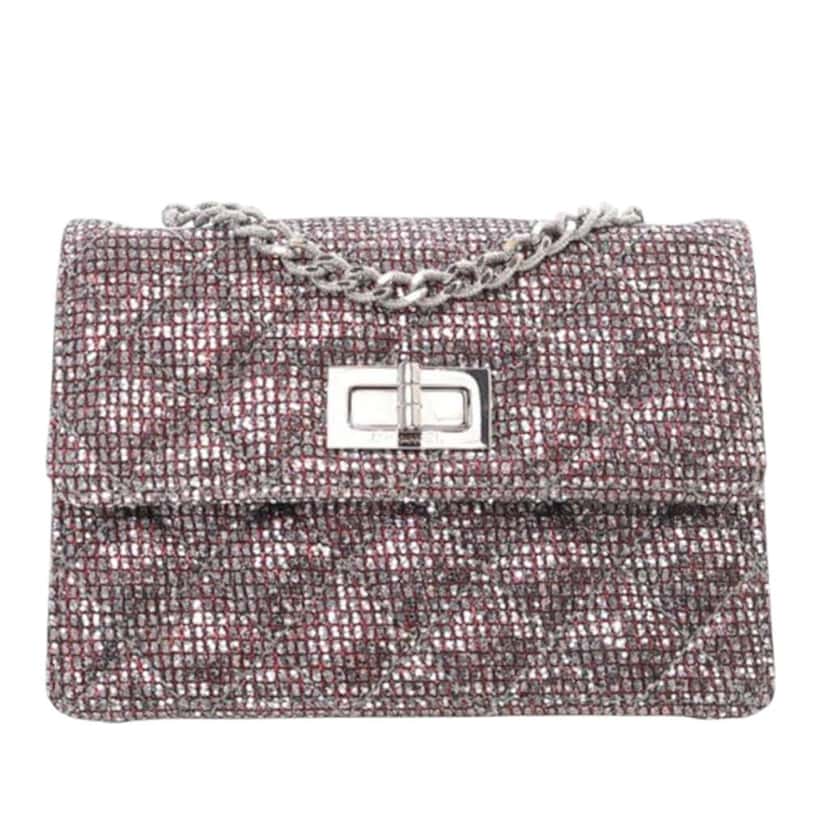 Chanel Mini Glitter Canvas Reissue 2.55 Flap Red Canvas Good condition - Front View