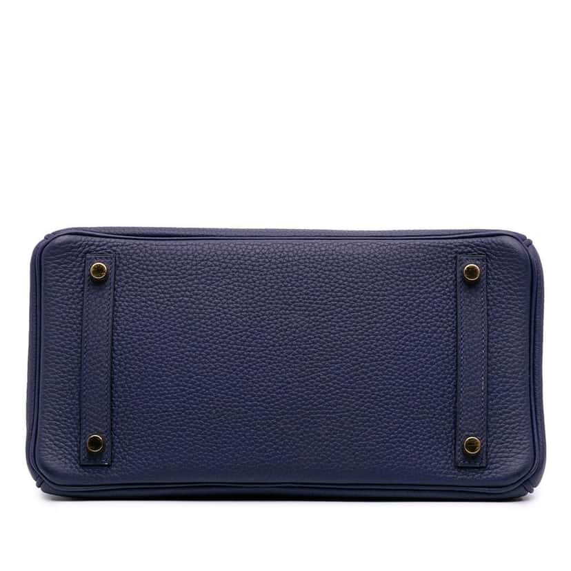 Hermès Clemence and Sombrero Verso Birkin Retourne 30 Blue Leather Good condition - Inside View