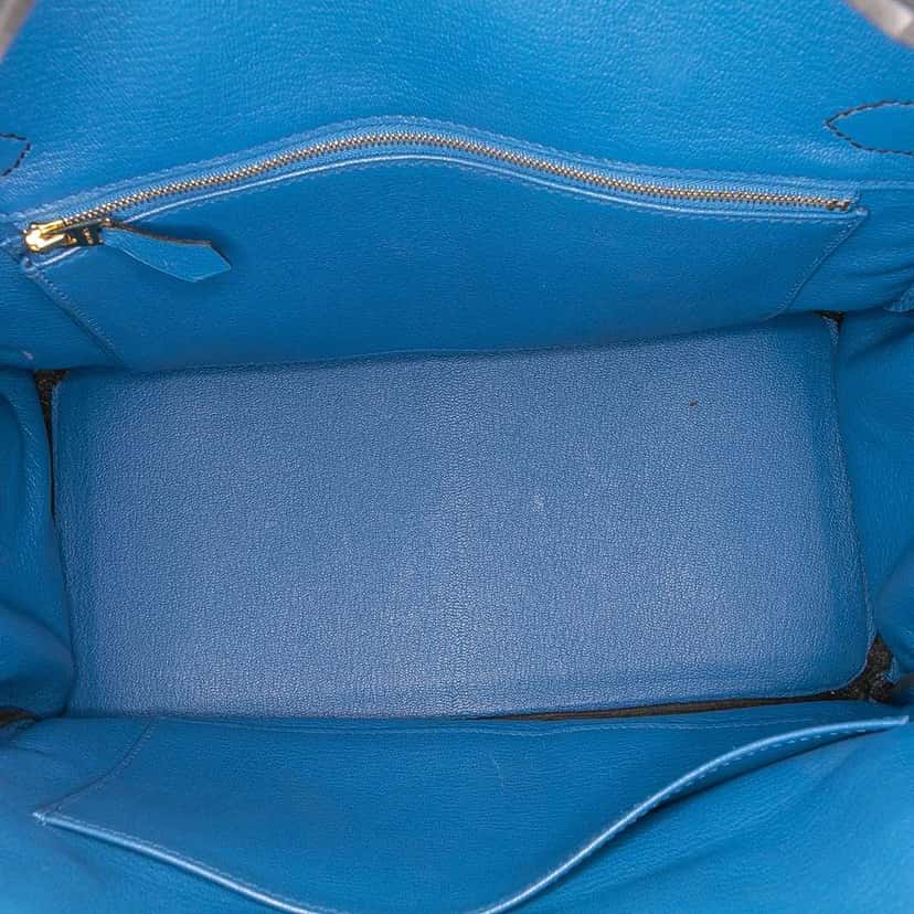 Hermès Clemence and Sombrero Verso Birkin Retourne 30 Blue Leather Good condition - Model View