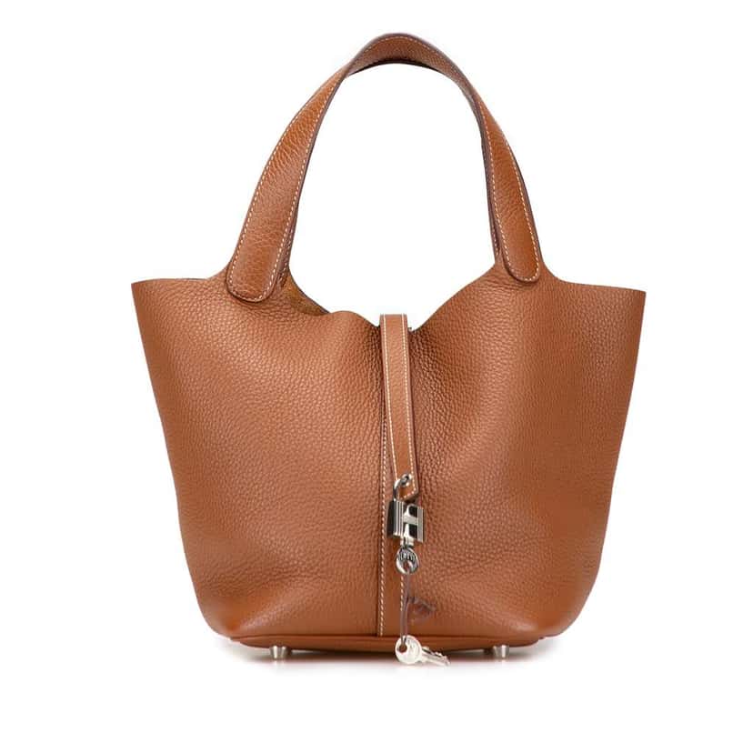 Hermès Clemence Picotin Lock 18 Brown Leather Good condition - Front View