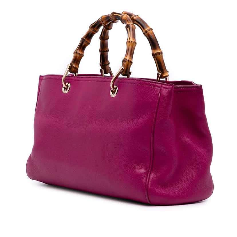 Gucci Medium Calfskin Bamboo Shopper Satchel Pink Leather Good condition - Back View