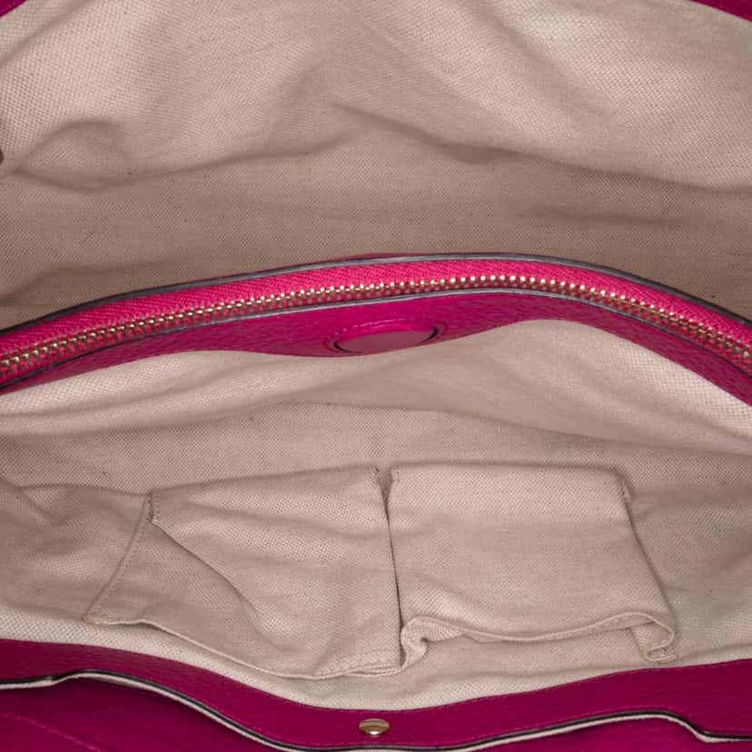 Gucci Medium Calfskin Bamboo Shopper Satchel Pink Leather Good condition - Model View