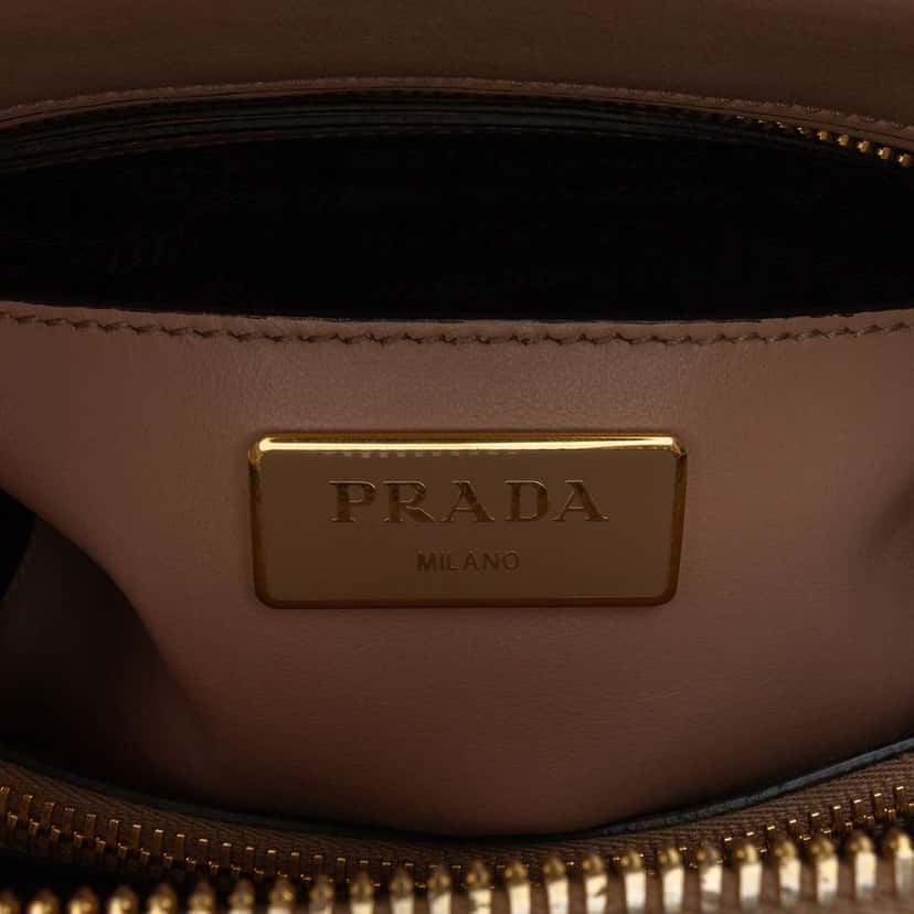 Prada Medium Saffiano Vernice Promenade Satchel Brown Leather Good condition - Box View