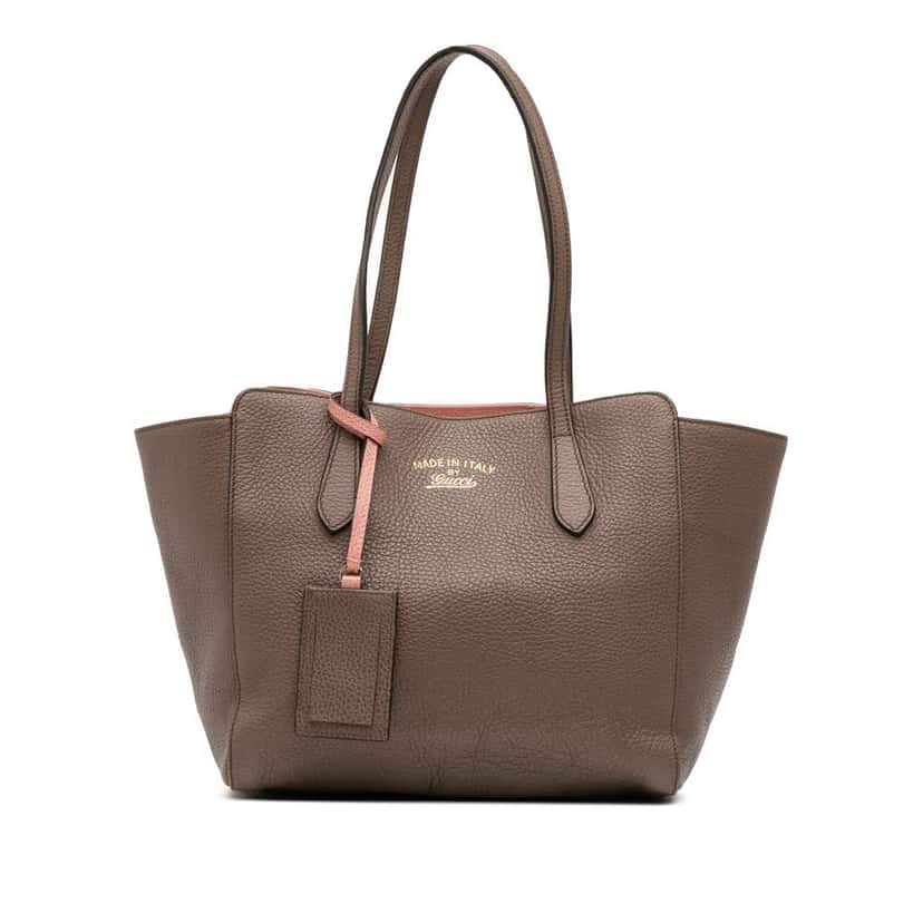 Gucci Small Leather Swing Tote Brown Leather Good condition - Front View