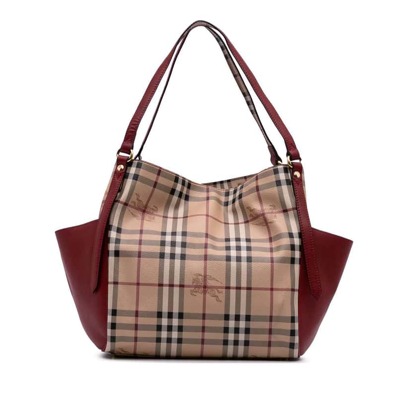 Burberry Haymarket Check Coated Canvas Canterbury Tote Brown Canvas Good condition - Front View