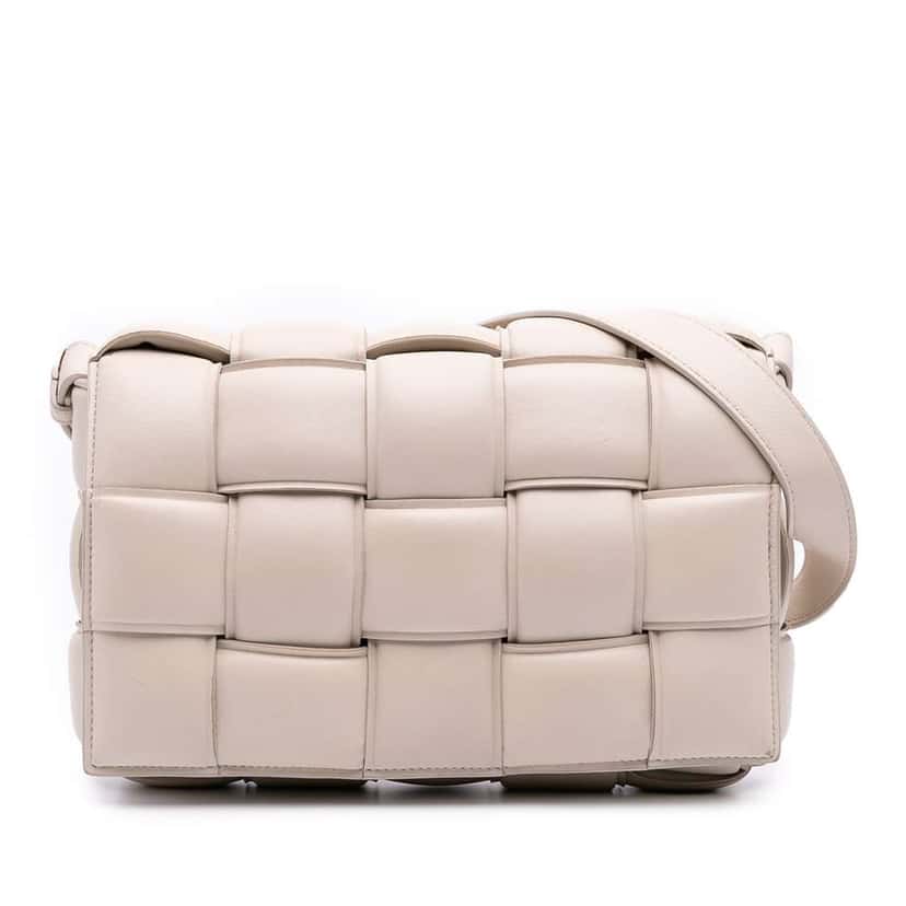 Bottega Veneta Nappa Intrecciato Padded Cassette Crossbody White Leather Good condition - Front View