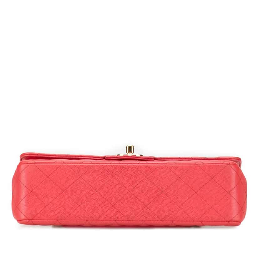 Chanel Medium Classic Caviar Double Flap Pink Leather Good condition - Inside View