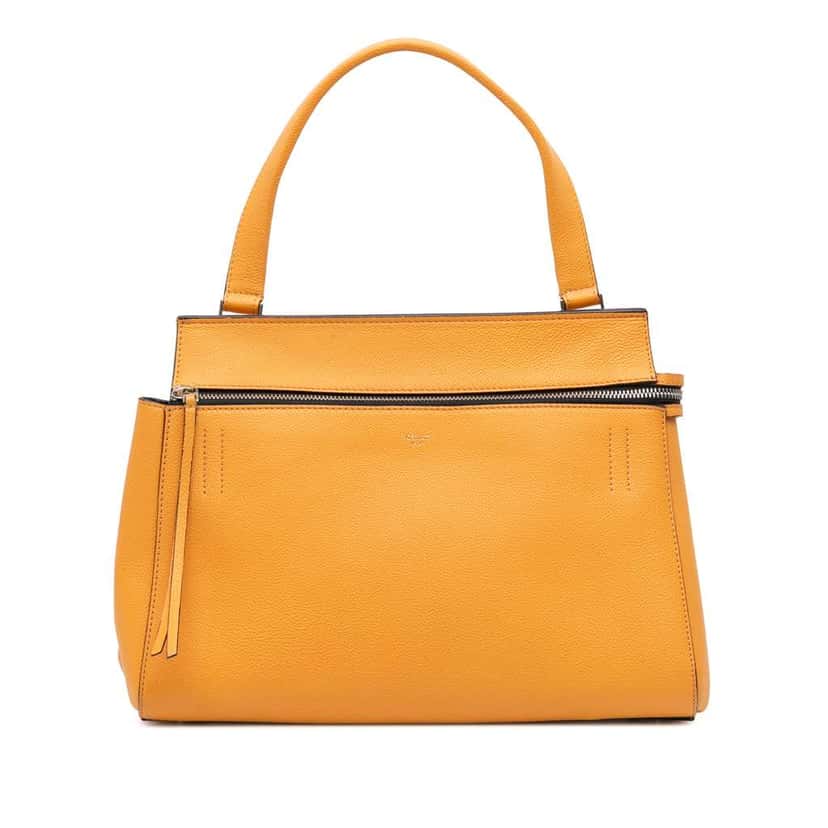 Celine Small Drummed Calfskin Edge Handbag Yellow Leather Good condition - Front View