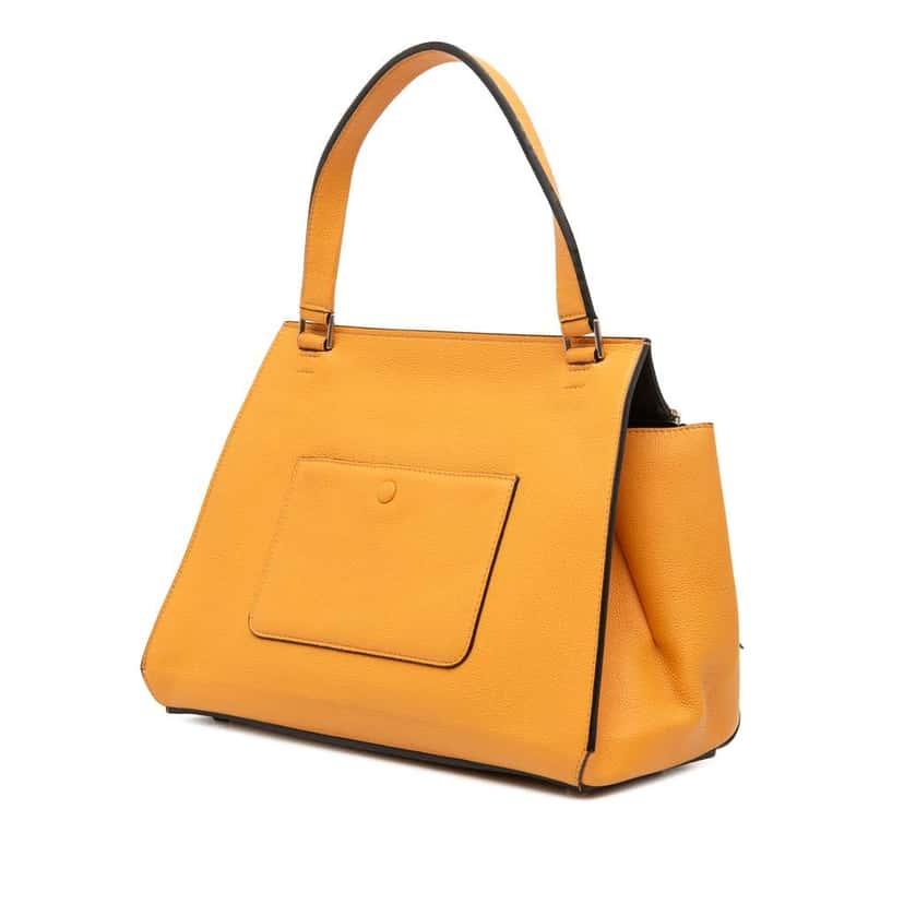 Celine Small Drummed Calfskin Edge Handbag Yellow Leather Good condition - Back View