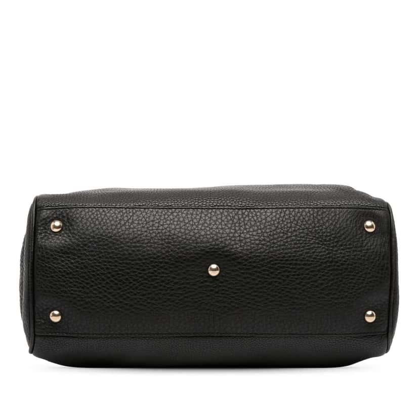Gucci Medium Calfskin Bamboo Shopper Satchel Black Leather Good condition - Inside View