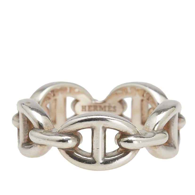 Hermès Sterling Silver Chaine d'Ancre Enchainee Ring Silver Silver Good condition - Front View
