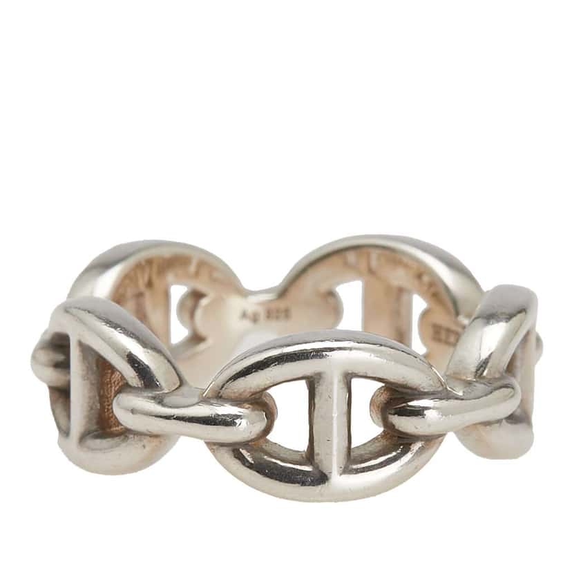 Hermès Sterling Silver Chaine d'Ancre Enchainee Ring Silver Silver Good condition - Back View