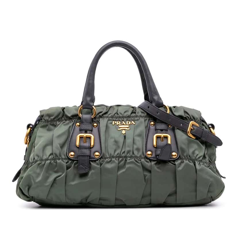 Prada Tessuto Gaufre Satchel Green Good condition - Front View