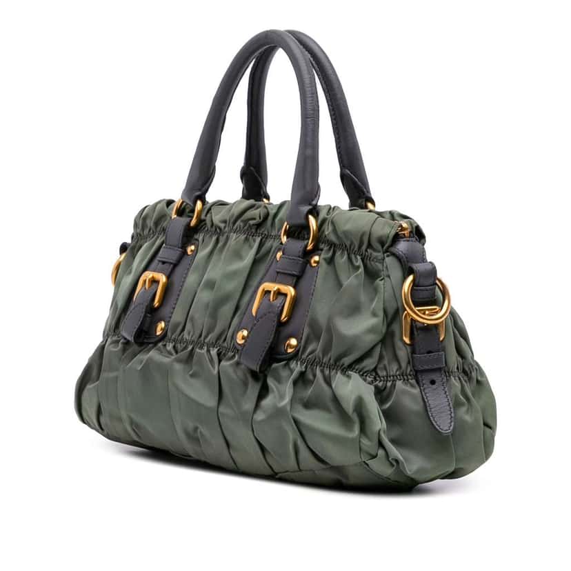 Prada Tessuto Gaufre Satchel Green Good condition - Back View