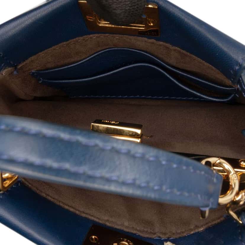 Fendi Micro Shearling Peekaboo Satchel Blue Good condition - Model View