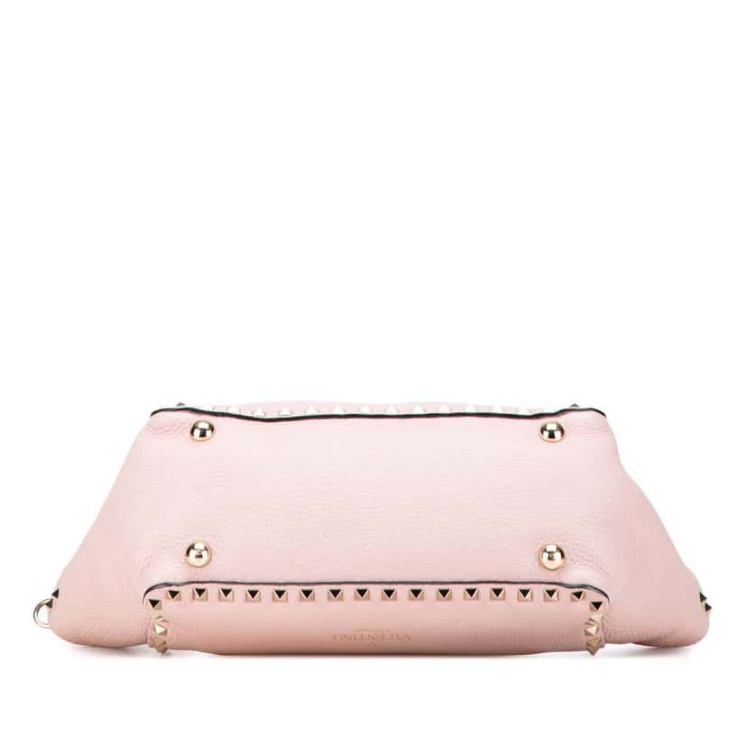 Valentino Small Grained Calfskin Rockstud Trapeze Satchel Pink Leather Good condition - Inside View