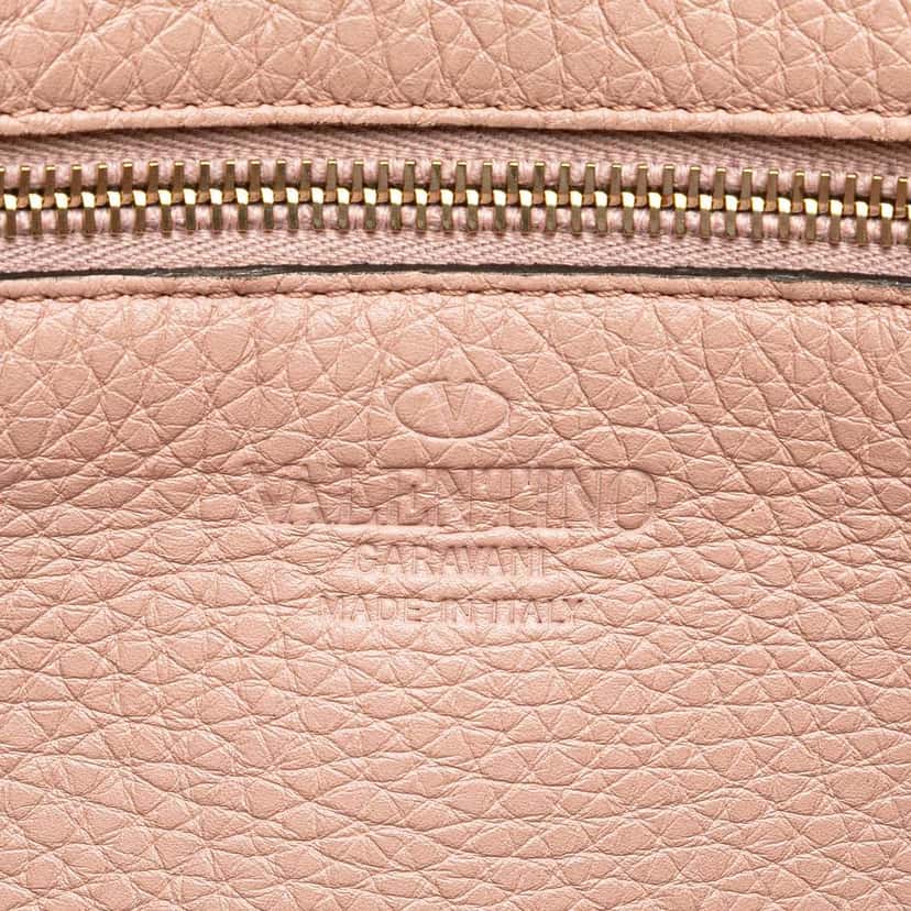 Valentino Small Grained Calfskin Rockstud Trapeze Satchel Pink Leather Good condition - Box View