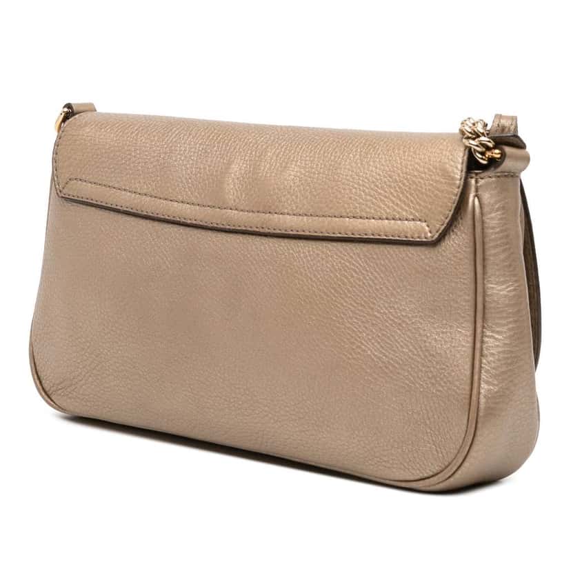 Gucci Medium Metallic Leather Soho Chain Flap Crossbody Gold Leather Good condition - Back View