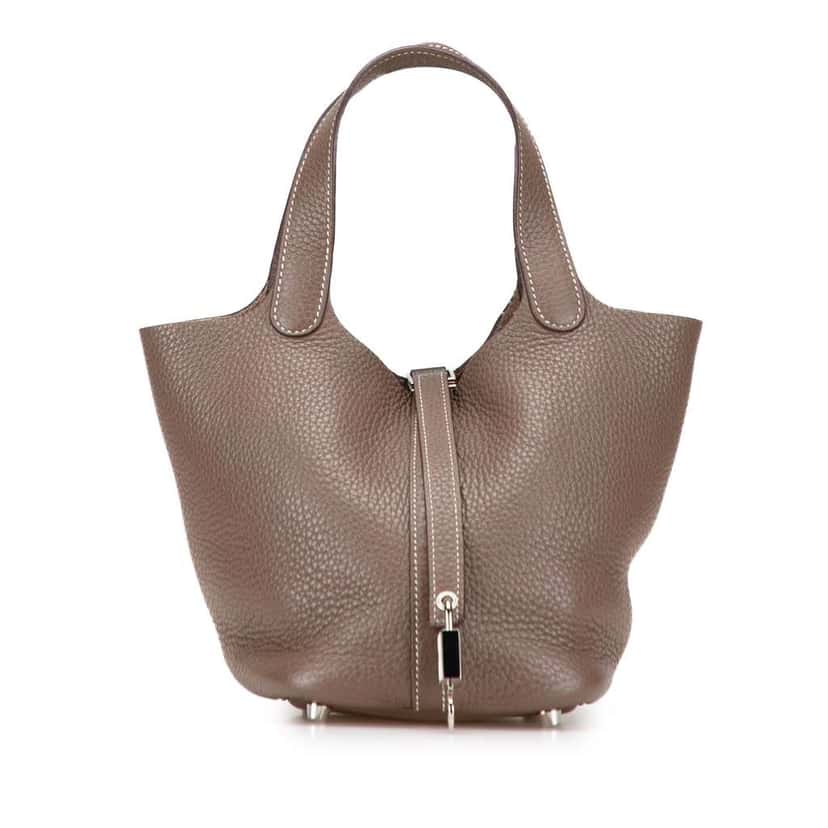 Hermès Clemence Picotin Lock 18 Brown Leather Good condition - Front View