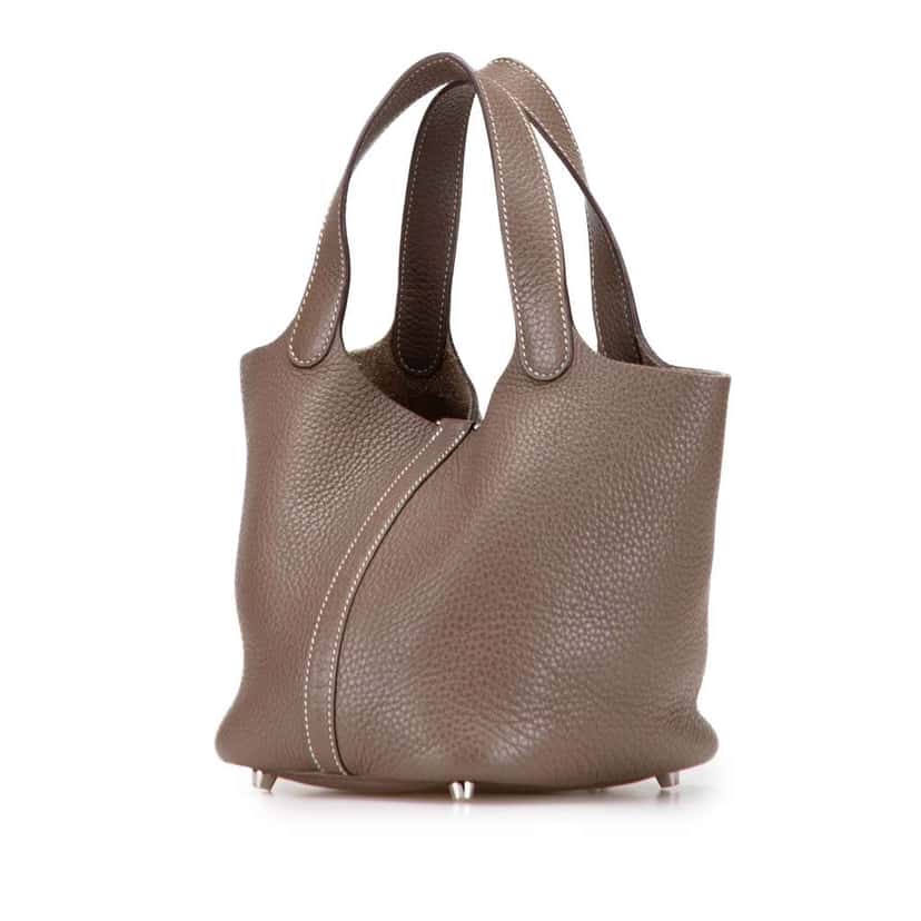 Hermès Clemence Picotin Lock 18 Brown Leather Good condition - Back View