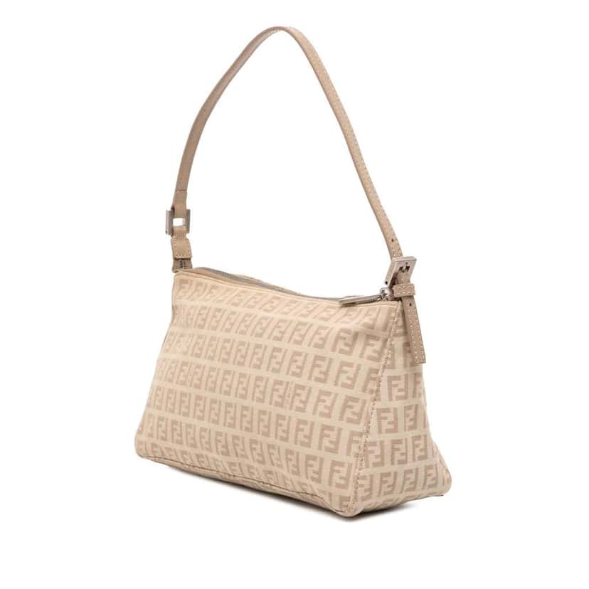 Fendi Zucchino Canvas Pochette Brown Canvas Good condition - Back View