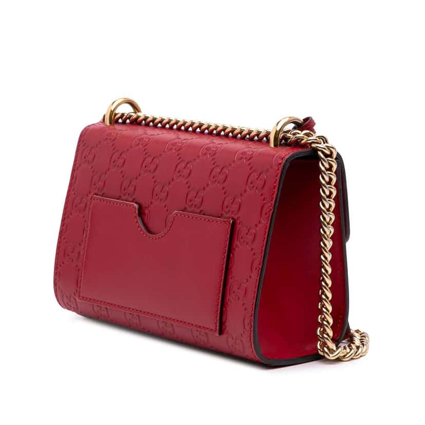 Gucci Small Guccissima Padlock Crossbody Red Leather Good condition - Back View