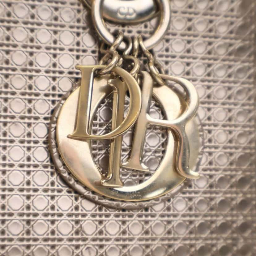 Dior Medium Metallic Patent Microcannage Lady Dior Gold Leather Good condition - Box View