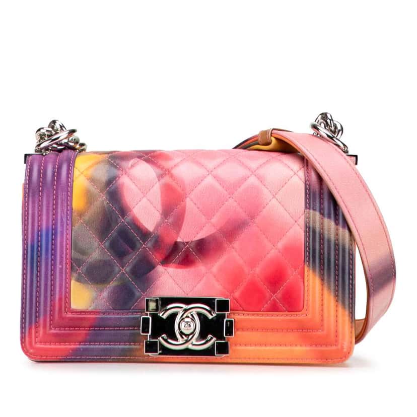 Chanel Small Lambskin Flower Power Boy Flap MultiColor Leather Good condition - Front View