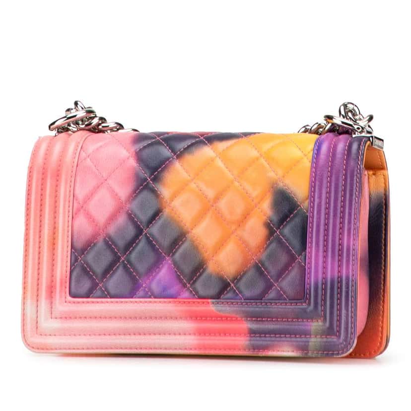 Chanel Small Lambskin Flower Power Boy Flap MultiColor Leather Good condition - Back View