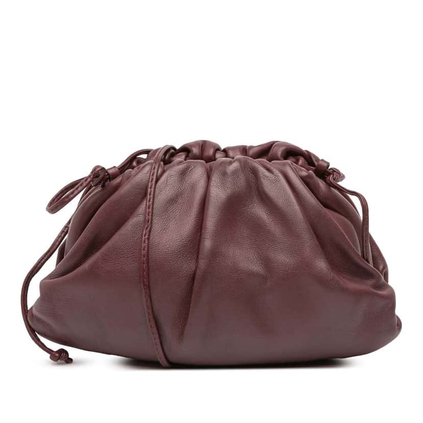 Bottega Veneta Lambskin The Mini Pouch Crossbody Red Leather Good condition - Front View